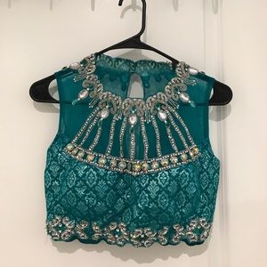 Teal Blue Pre Pleated Sari